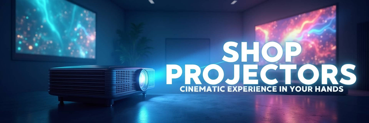 Projectors and accessories banner featuring ViewSonic, Epson, and Logitech products for home theater, business, and portable projection – Vorax South Africa.