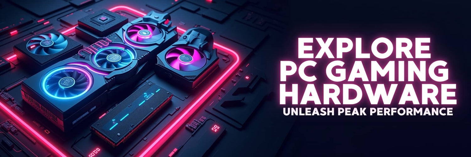 Computer gaming hardware banner featuring high-performance components, RGB keyboards, gaming mice, and peripherals from Logitech, Razer, Roccat, and more – Vorax South Africa.