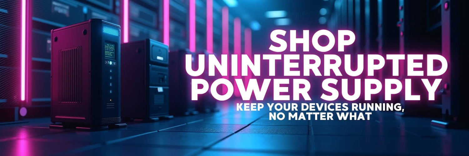 UPS banner featuring Mecer, AP Series, Solarix, and Eaton uninterruptible power supplies for reliable power backup and surge protection – Vorax South Africa.