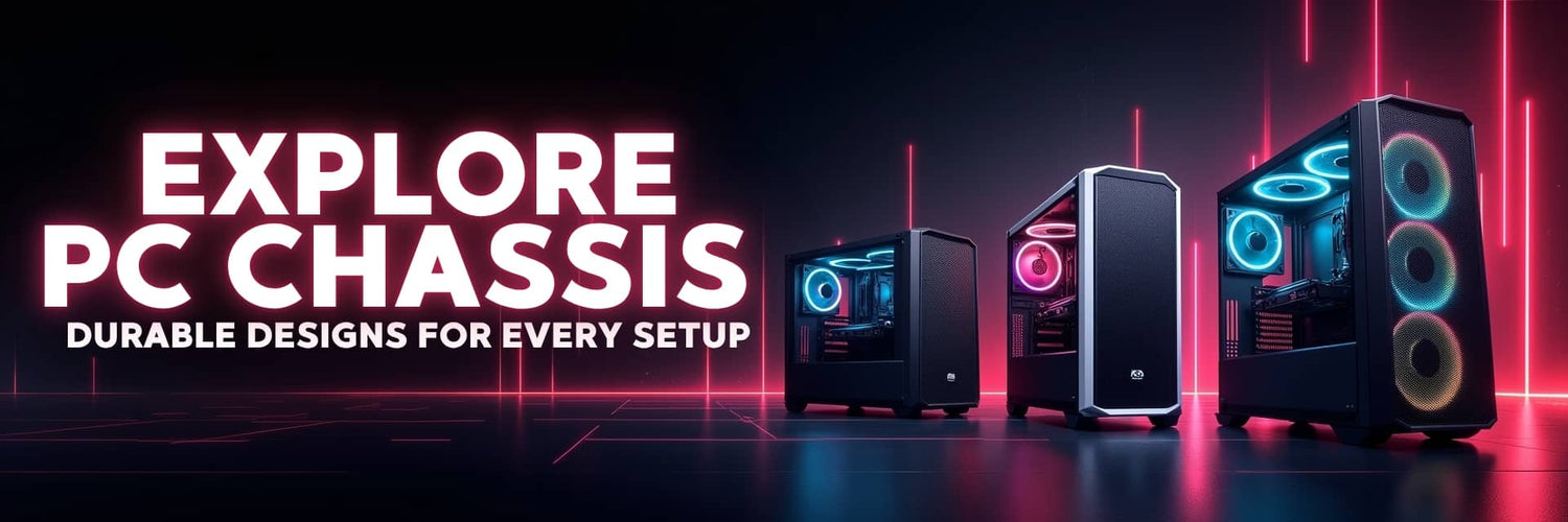 Computer chassis collection featuring RGB gaming towers, minimalist work cases, and airflow-optimized designs – Vorax South Africa.