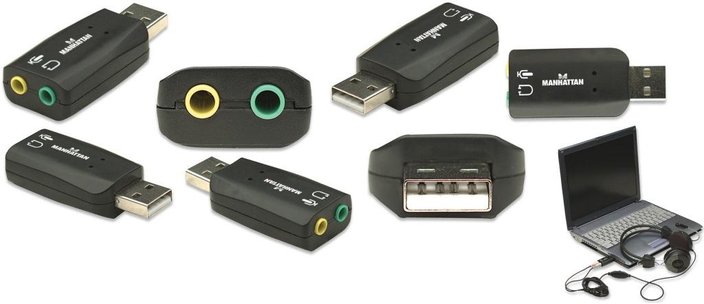 Manhattan Hi-Speed USB 3-D Sound Adapter - Computer Gaming Hardware