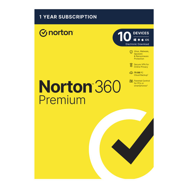 Norton 360 Premium 75GB – 10 Devices (Physical Package)