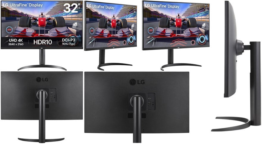 LG UltraFine 32 Inch 4K UHD VA Monitor displaying vibrant colors and ergonomic adjustments.