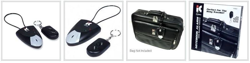 Manhattan Notebook Briefcase Alarm with Panic Remote, ideal for securing laptops and luggage.