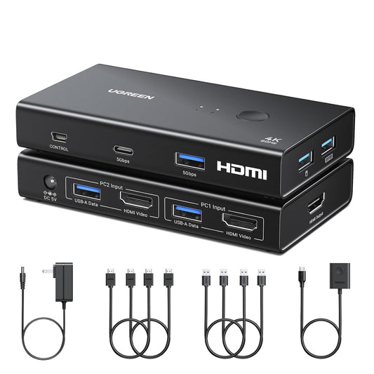 UGreen 2-In-1 HDMI KVM Switch 4 USB Ports 4K@60Hz–Black