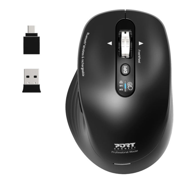 Port Connect Business 2.4GHz Rechargeable Bluetooth Wireless Mouse - Black