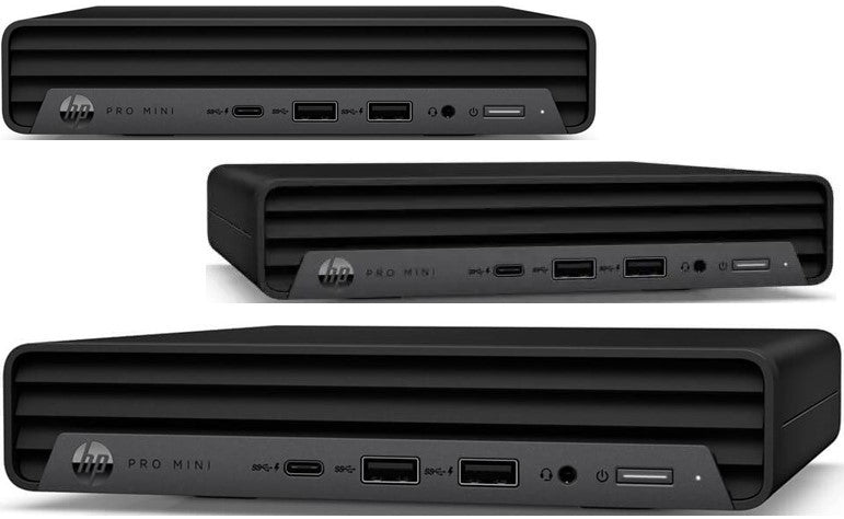 HP Pro 400 G9 Mini Desktop with Intel i5 processor and 512GB SSD.