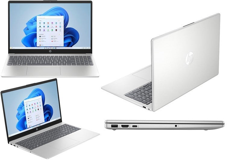 HP 15 FC0053NI laptop featuring AMD Ryzen 5, 16GB RAM, 512GB SSD, and FHD display. Ideal for productivity and casual use.