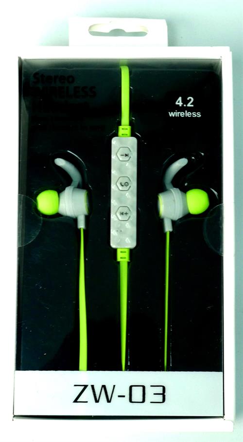 Geeko ZW-03 Wireless Bluetooth Earphones in green with charging case.