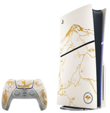 PlayStation 5 Slim Ghost of Yōtei Limited Edition Gold Bundle with custom design.