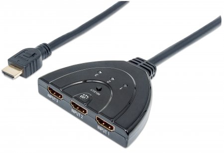Manhattan 3-Port HDMI Switch for connecting multiple HDMI devices to one display.