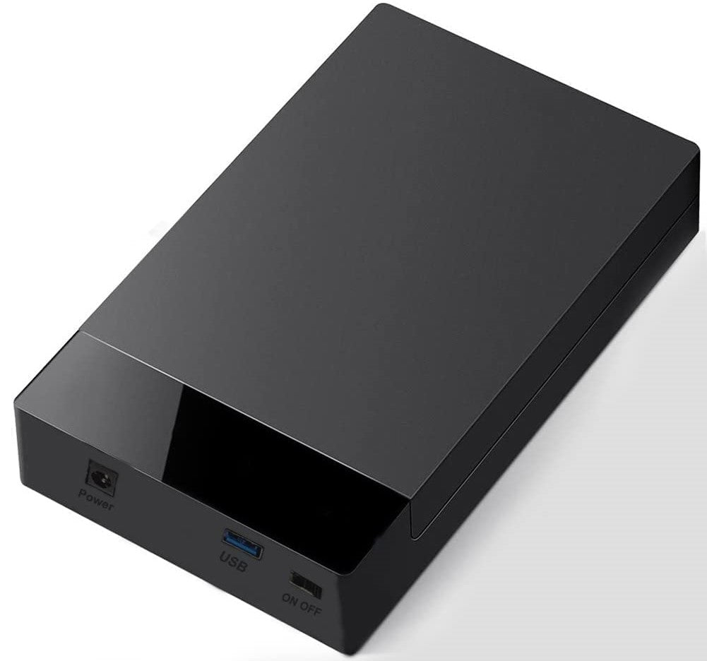 UniQue 2-in-1 USB SATA external hard drive enclosure with LED indicator.