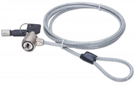 Manhattan Mobile Security Lock with key lock and 1.4m steel cable, ideal for protecting notebooks and electronics from theft.