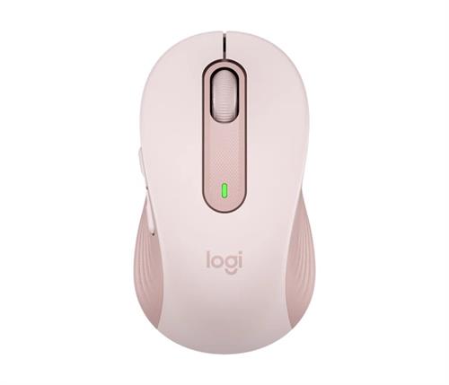 Logitech M650 Wireless Mouse in Rose color, showcasing ergonomic design and features.