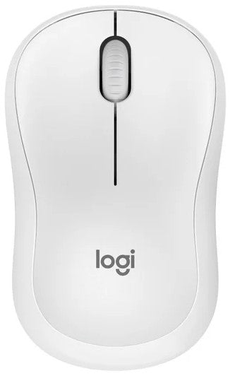 Logitech M240 Silent Bluetooth mouse in white with three buttons and ambidextrous design.