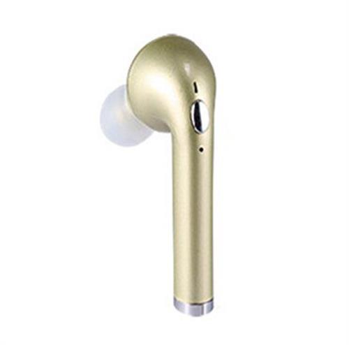 Geeko Single Bluetooth Wireless EarBuds in gold with a built-in microphone and ergonomic design.