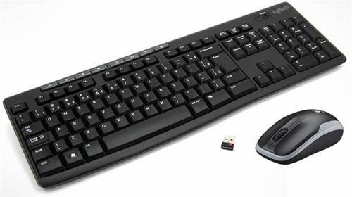 Logitech MK270 wireless keyboard and mouse set with compact design and USB receiver.