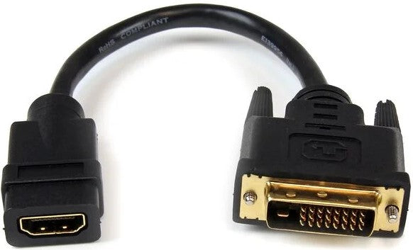 UniQue 30cm Female HDMI to Male DVI cable for digital signal transfer.