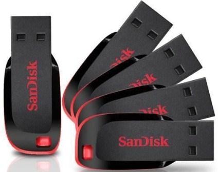 SanDisk Cruzer Blade 128GB USB flash drive in black color on a white background.