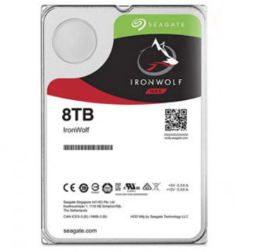 Seagate IronWolf 8TB 3.5-inch internal NAS hard drive with SATA interface.