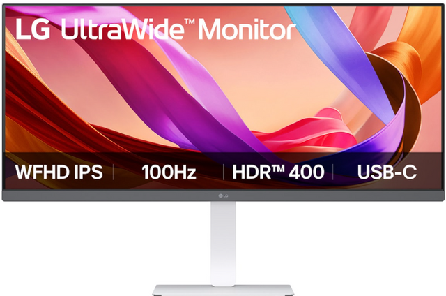 LG UltraWide 34 Inch IPS FHD Monitor with 2560x1080 resolution and USB-C.