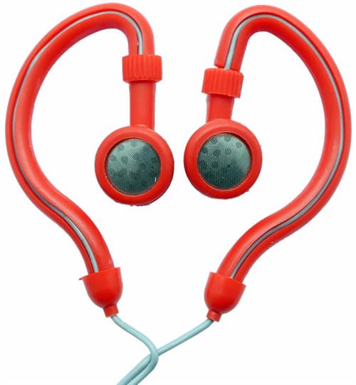 Geeko Hook On Stereo Earphones in red with 3.5mm jack and 1.2m cable.
