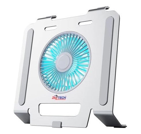 UniQue Aluminum Alloy Notebook Stand with adjustable height and fan.