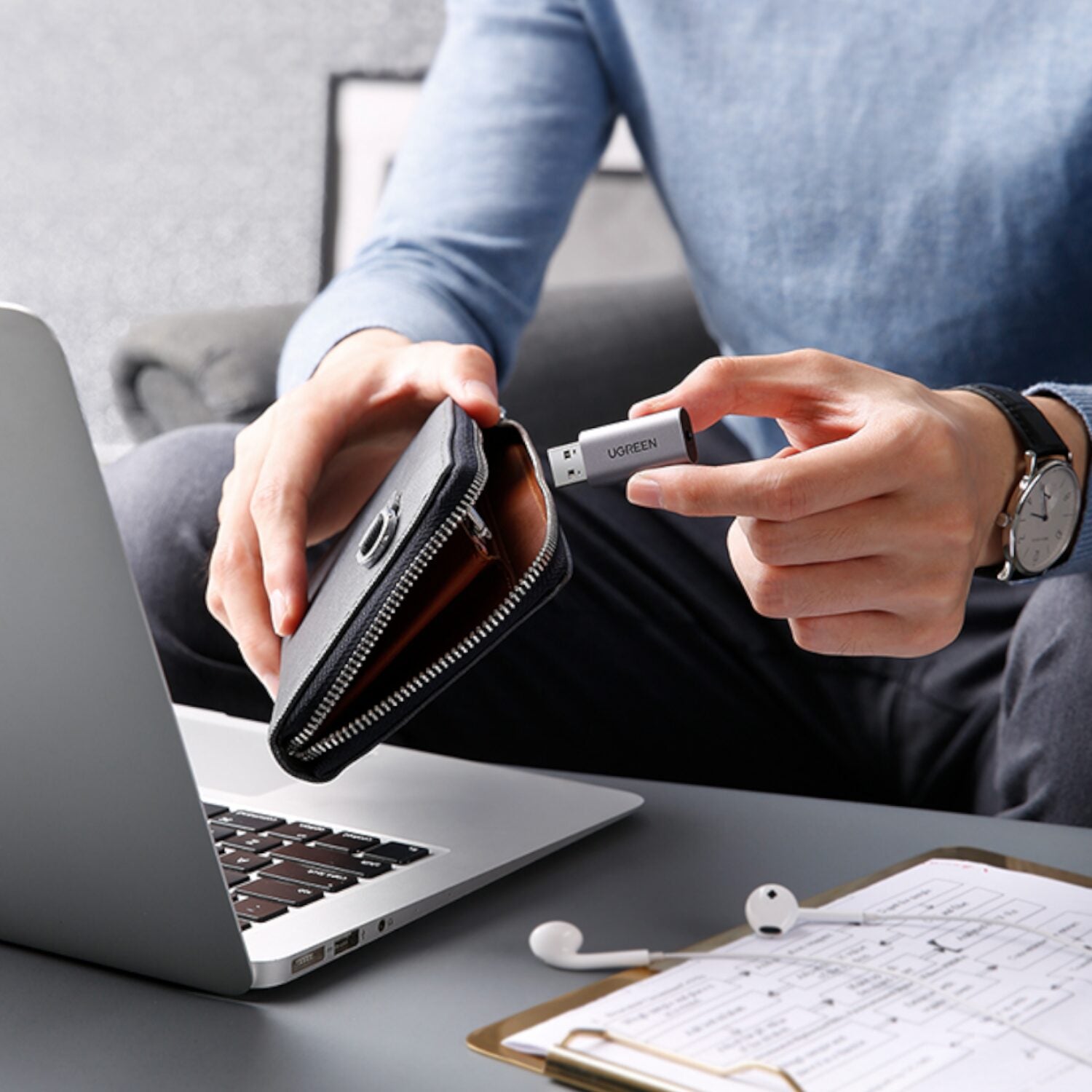 UGREEN CM383-80864 USB-A to 3.5mm Audio Jack External Sound Adapter - Silver