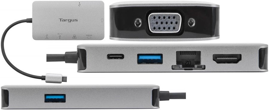 Targus USB-C Single Video Docking Station with HDMI, VGA, and USB ports.