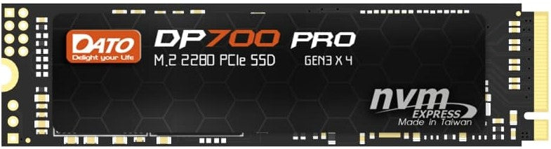 Dato DP700 PRO 256GB M.2 NVMe SSD with 3,300MB/s read speed displayed.