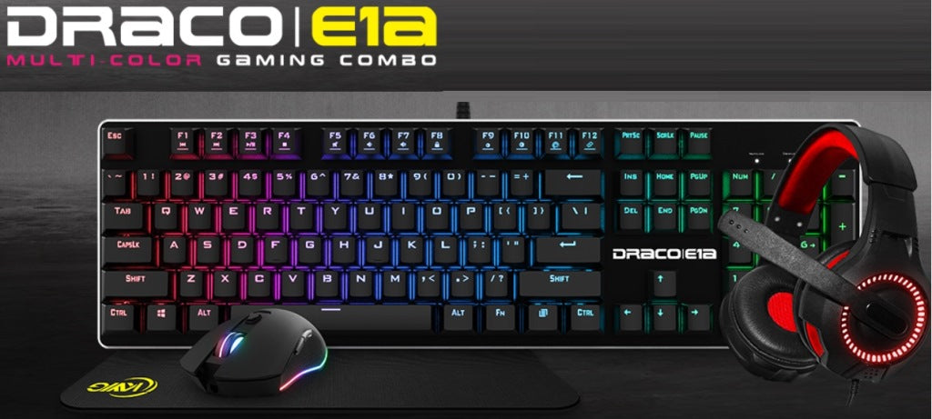 KWG Draco E1A 4 in 1 RGB Gaming Mouse Keyboard Headset and Mouse Pad - Computer Gaming Hardware