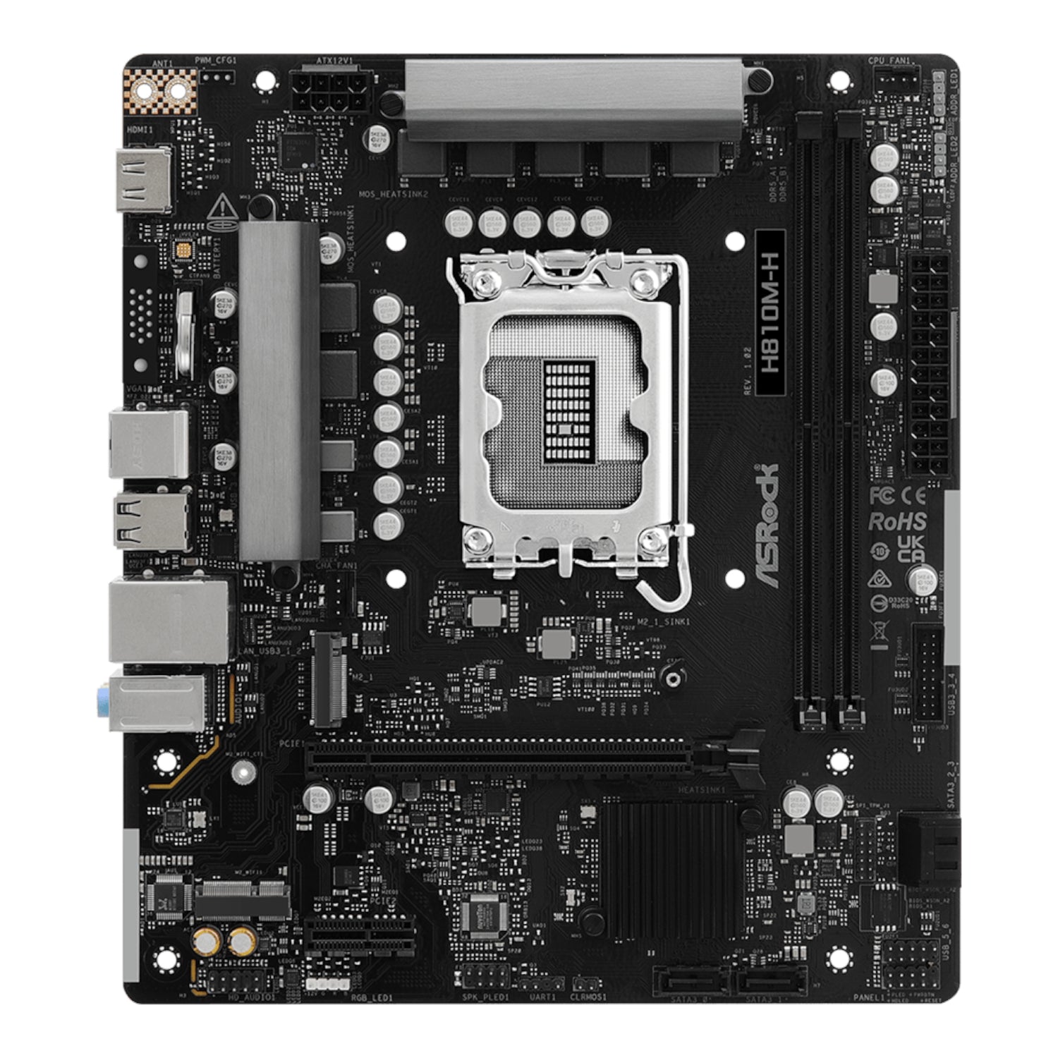 ASRock H810M-H Intel LGA1851 Micro ATX Motherboard - Black