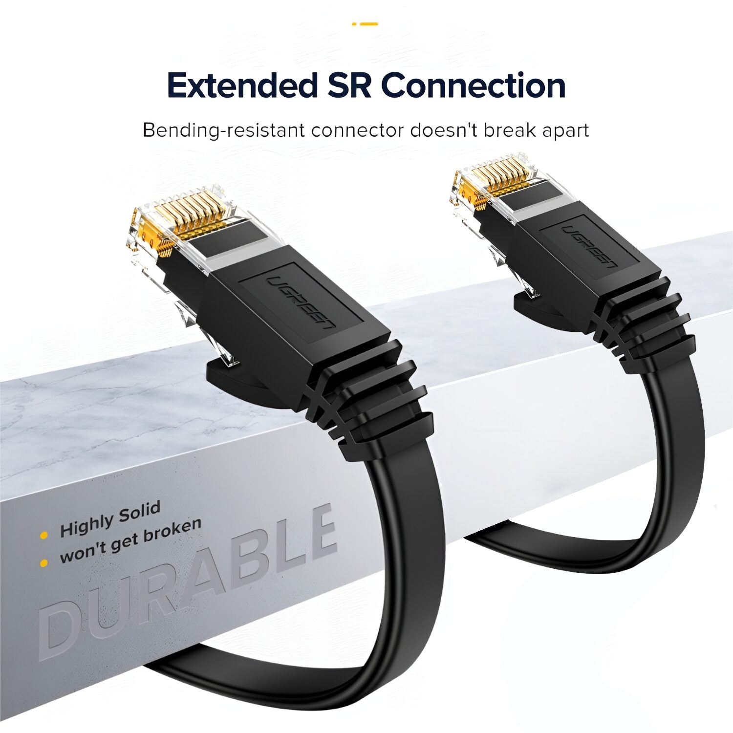 UGREEN NW102 Cat6 U/UTP Flat Ethernet Cable 2m - Black