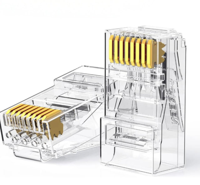 UGreen Cat6 RJ45 Modular Plugs (50 Pcs)–Transparent with Gold Contacts