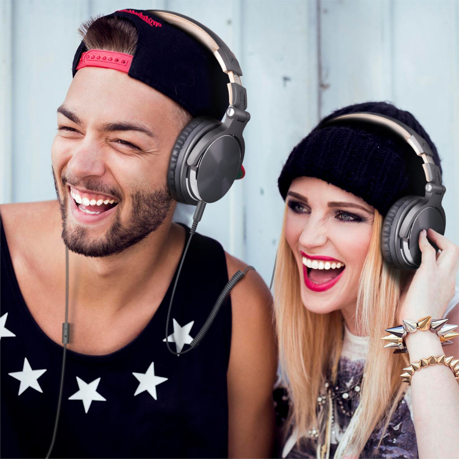 Oneodio Pro 10 Professional Wired Over Ear DJ and Studio Monitoring Headphones - Grey/Gold