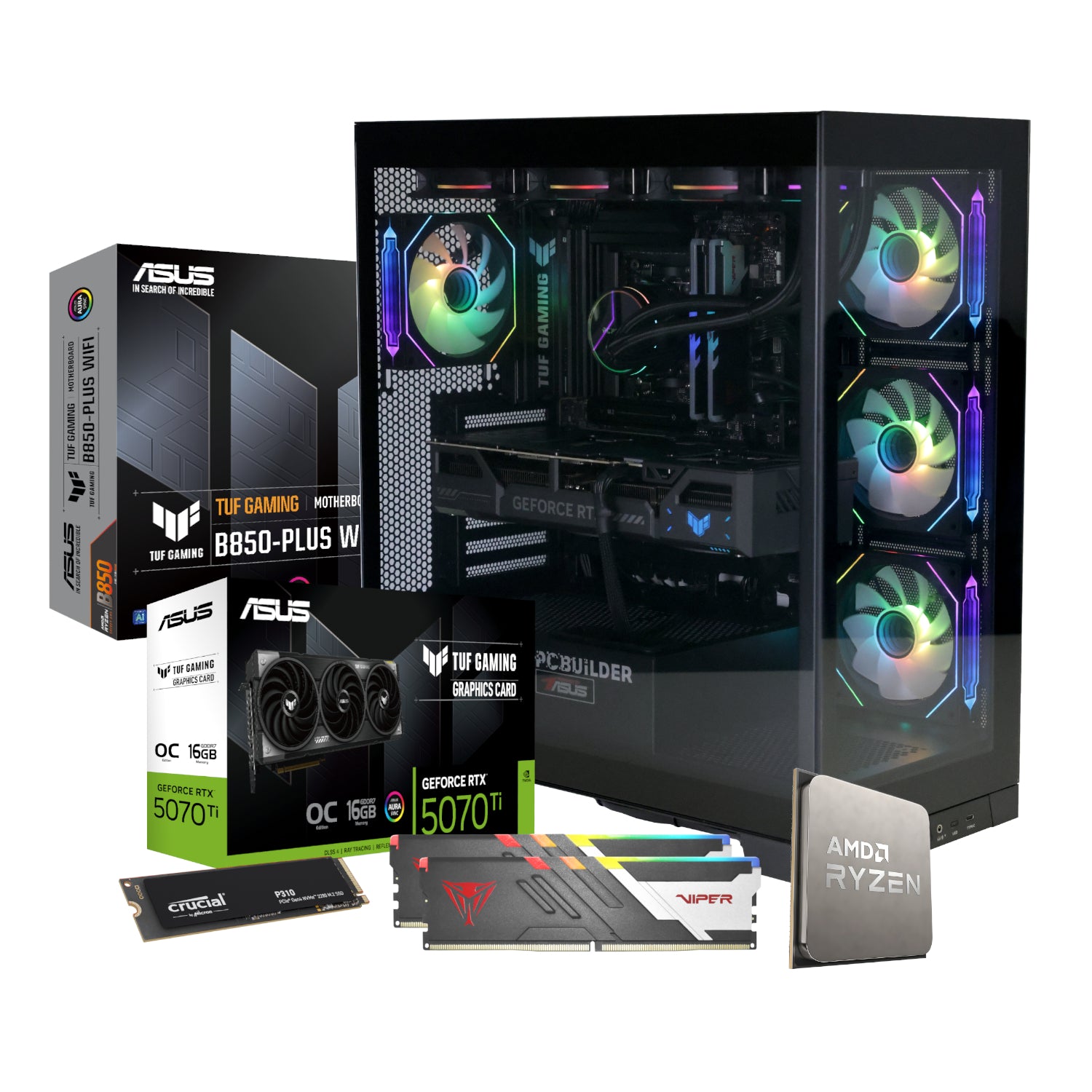 PCBuilder Ryzen 7 7800X3D ARCHON Gaming PC | RTX 5070 Ti 16GB | 32GB DDR5 6000MHz | 1TB NVMe SSD | Win 11