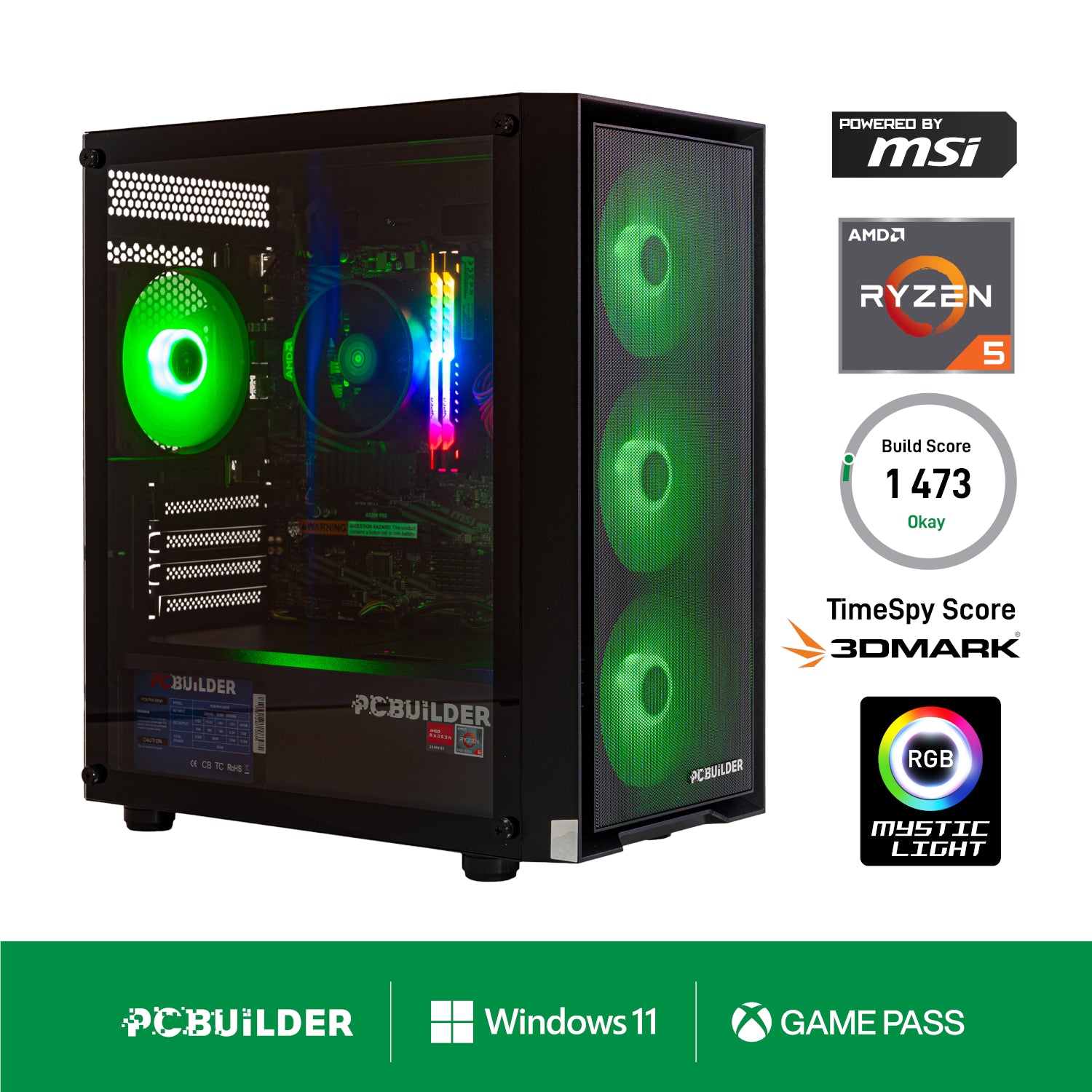 PCBuilder Ryzen 5 5600GT DEFENDER Gaming PC | 16GB DDR4 RAM | 480GB NVMe SSD | AMD Radeon Graphics | Win 11