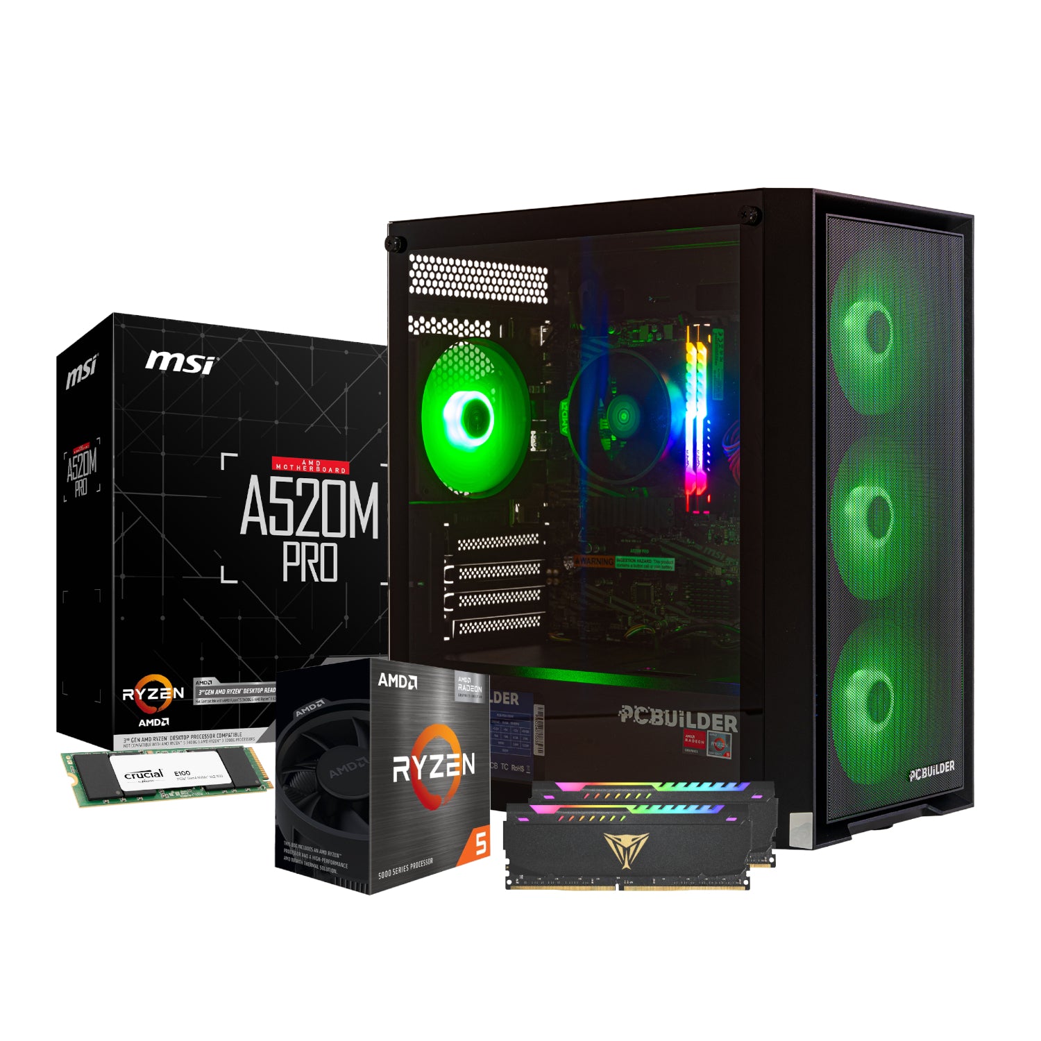 PCBuilder Ryzen 5 5600GT DEFENDER Gaming PC | 16GB DDR4 RAM | 480GB NVMe SSD | AMD Radeon Graphics | Win 11
