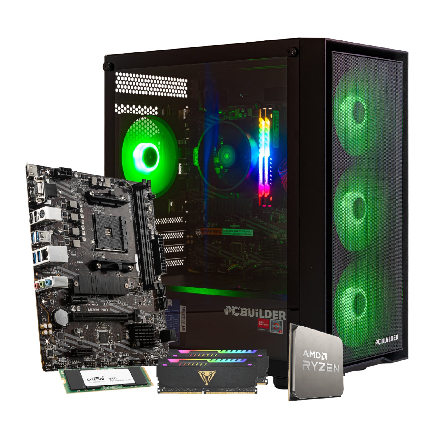 PCBuilder Ryzen 5 5600GT DEFENDER Gaming PC | 16GB DDR4 RAM | 480GB NVMe SSD | AMD Radeon Graphics | Win 11