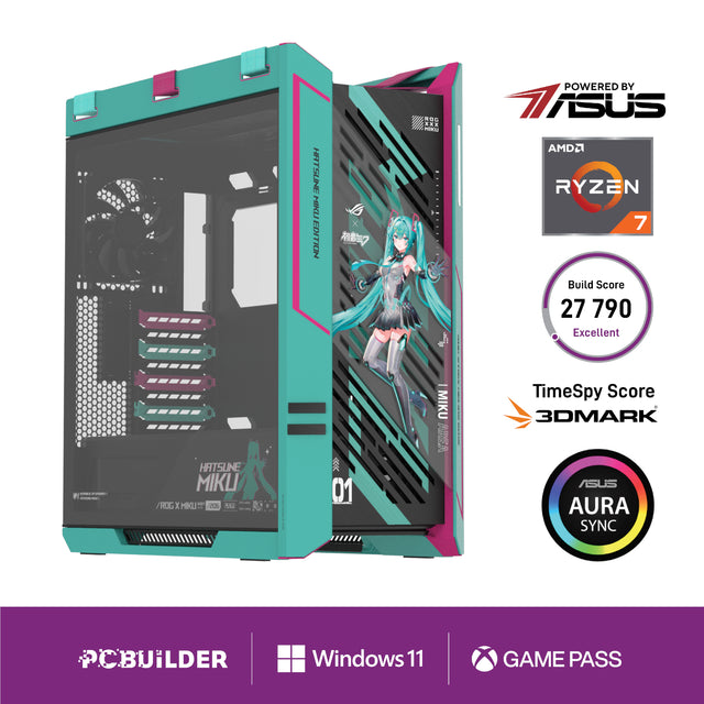 PCBuilder Ryzen 7 9800X3D ASUS X MIKU Gaming PC | RTX 5080 16GB | 32GB DDR5 | 2TB NVMe SSD | Win 11