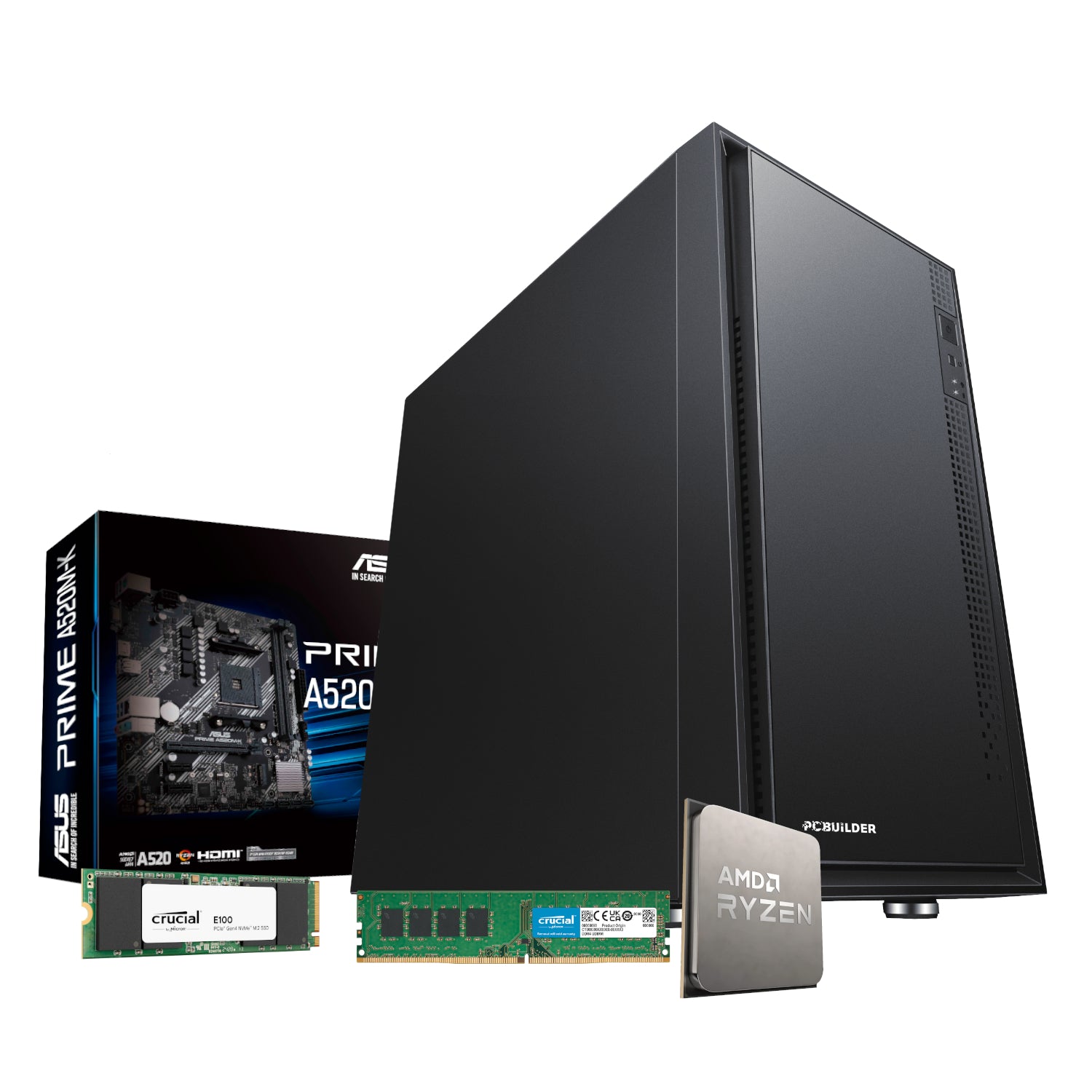 PCBuilder AMD Ryzen 5 3400G Home Master Desktop PC | 16GB DDR4 | 480GB NVMe SSD | Radeon Graphics | Windows 11