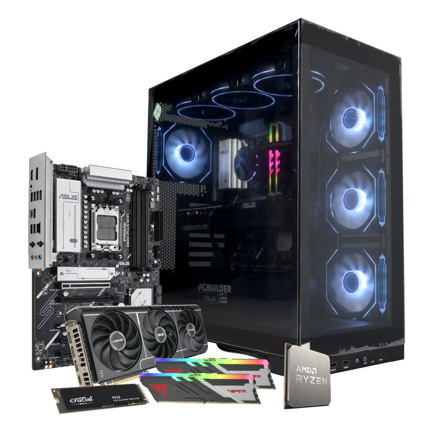 PCBuilder Ryzen 5 7600 MAVERICK Gaming PC | 32GB DDR5 | RTX 5070 12GB | 1TB NVMe SSD | Win 11