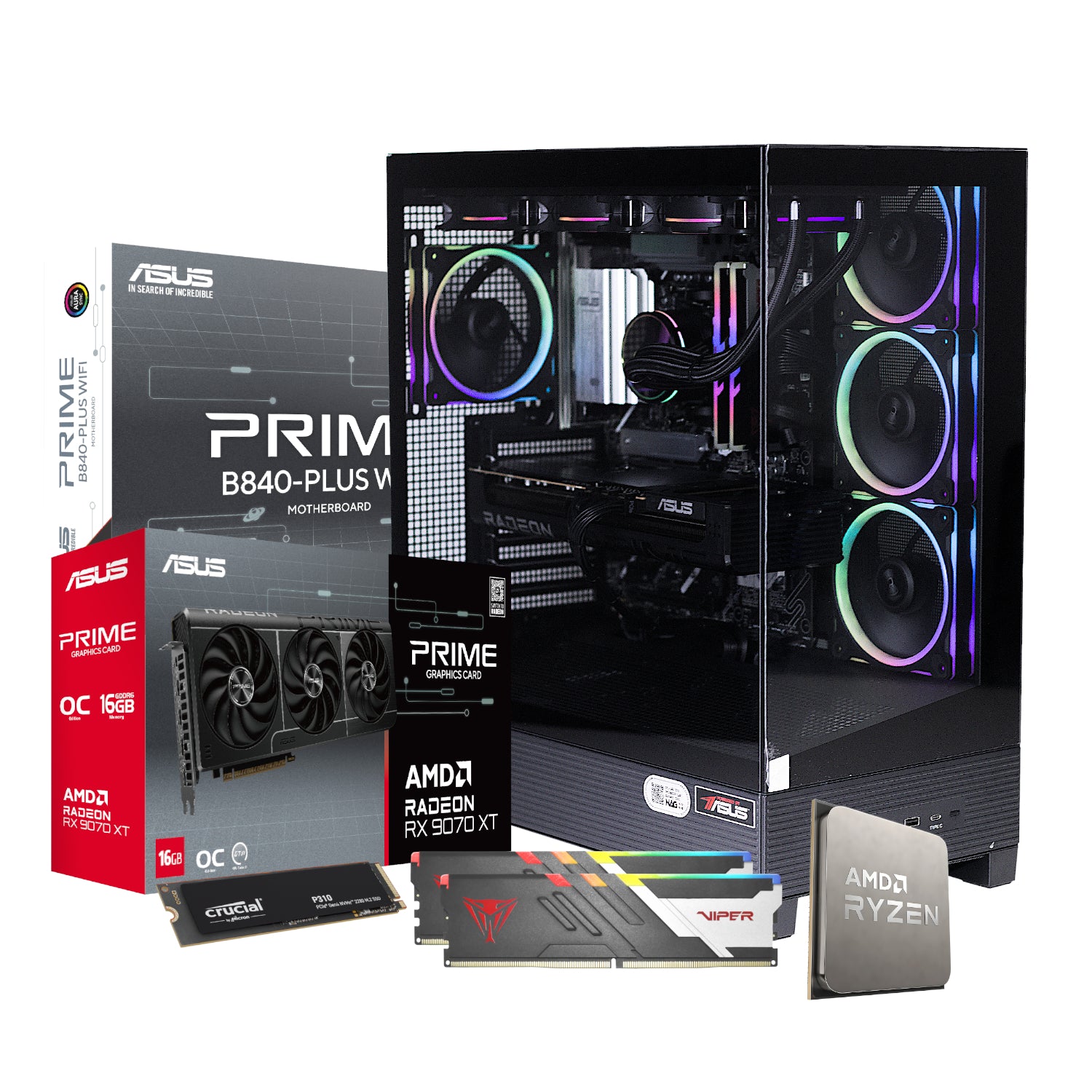 PCBuilder Ryzen 7 7800X3D MAXIMUS Gaming PC | 32GB DDR5 | 1TB NVMe SSD | RX 9070 XT 16GB | Windows 11