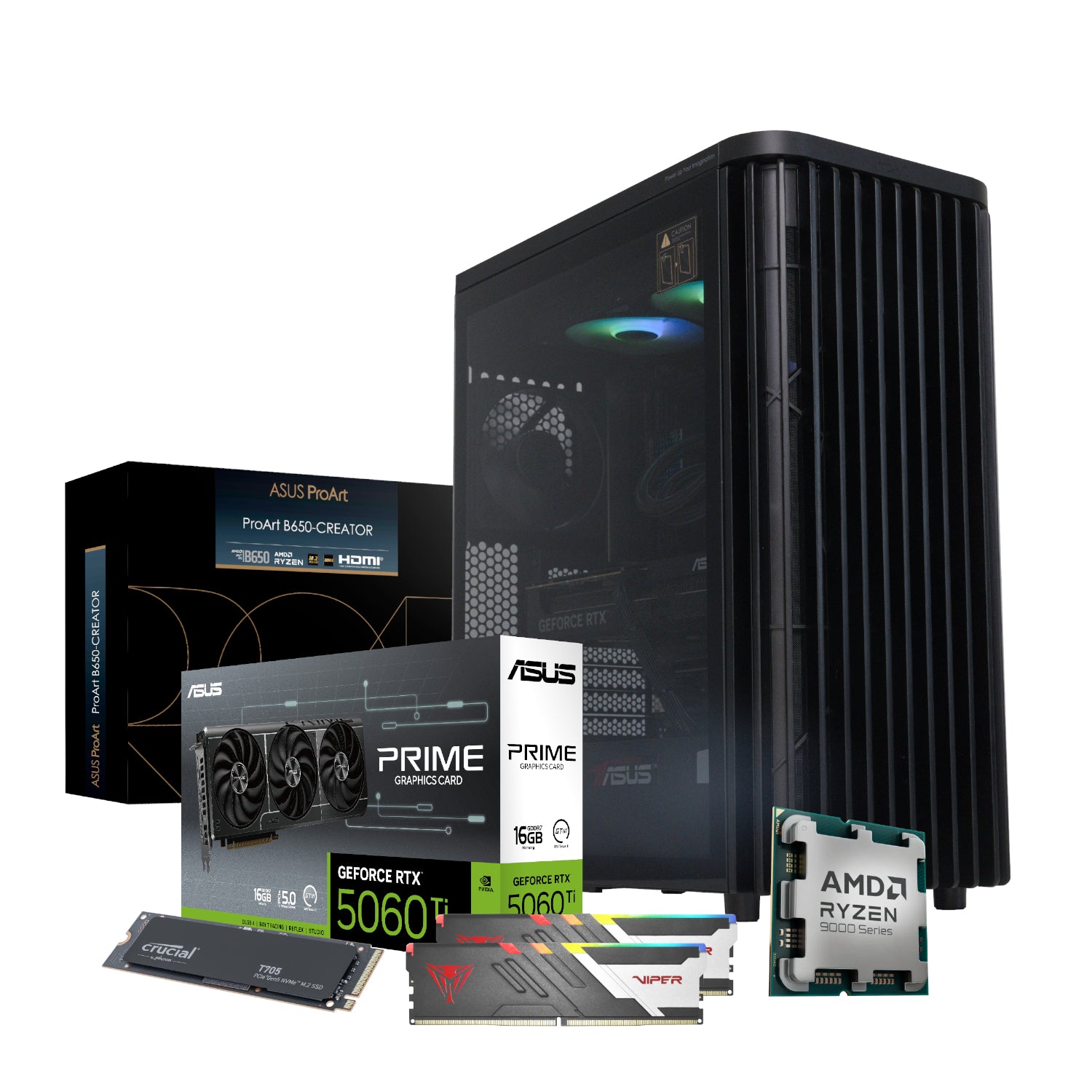 PCBuilder Ryzen 7 9700X MONET Creator PC | 32GB DDR5 RAM | 1TB NVMe SSD | RTX 5060 Ti 16GB | Windows 11