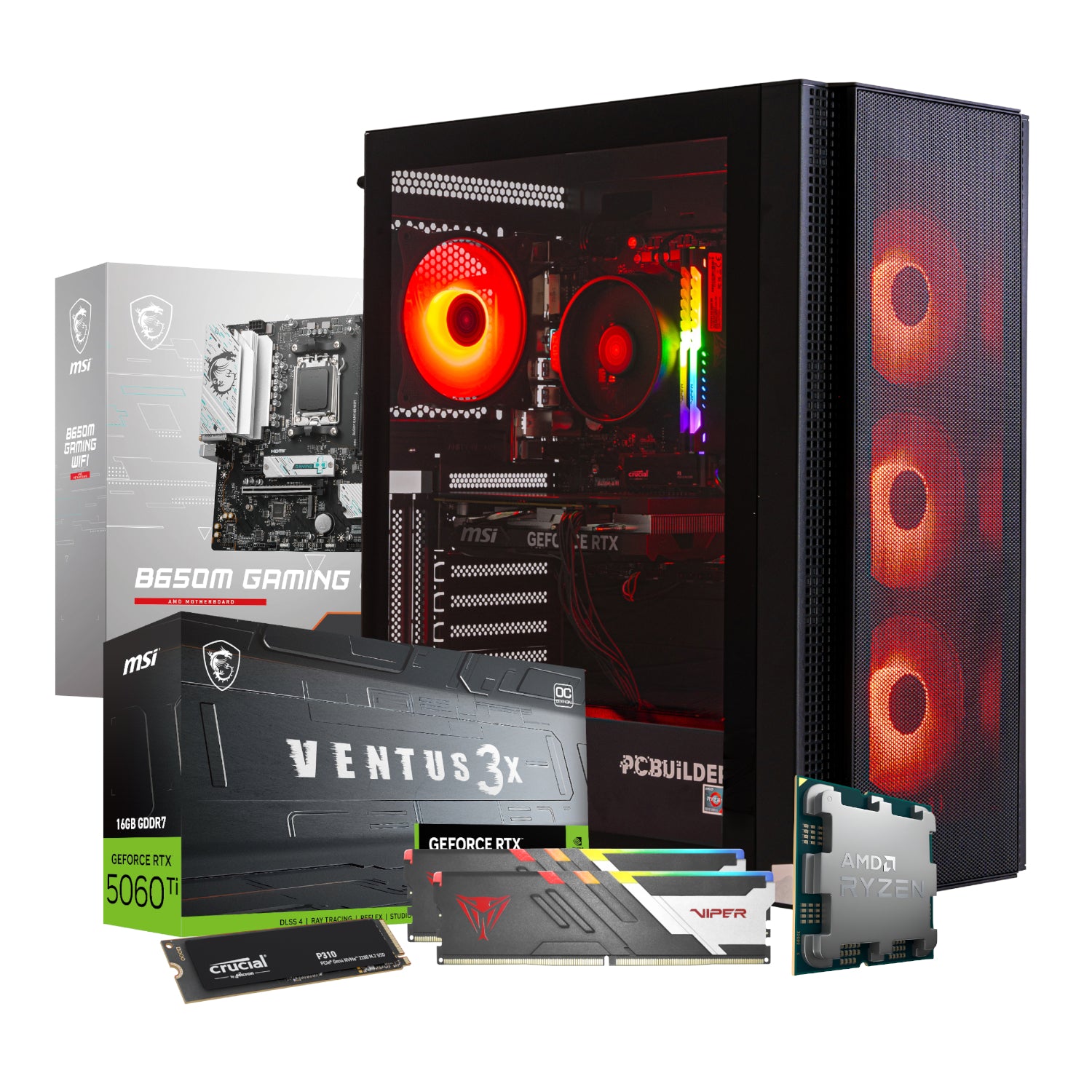 PCBuilder Ryzen 5 9600X NEXUS Gaming PC | 32GB DDR5 | RTX 5060 Ti 16GB | 1TB NVMe SSD | Windows 11