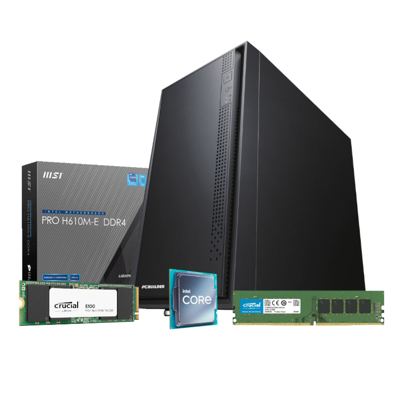 PCBuilder Intel i3-12100 OFFICE MASTER Core | 8GB DDR4 | 480GB NVMe SSD | Intel Graphics | Win 11 Pro Desktop PC