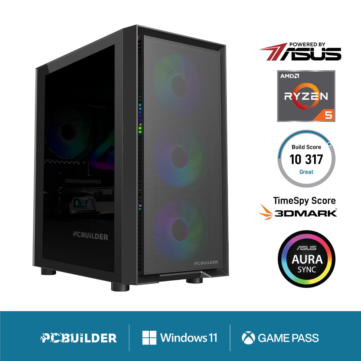 PCBuilder PATHFINDER Gaming PC | AMD Ryzen 5 5600X | 16GB DDR4 | 1TB SSD | RX 7600