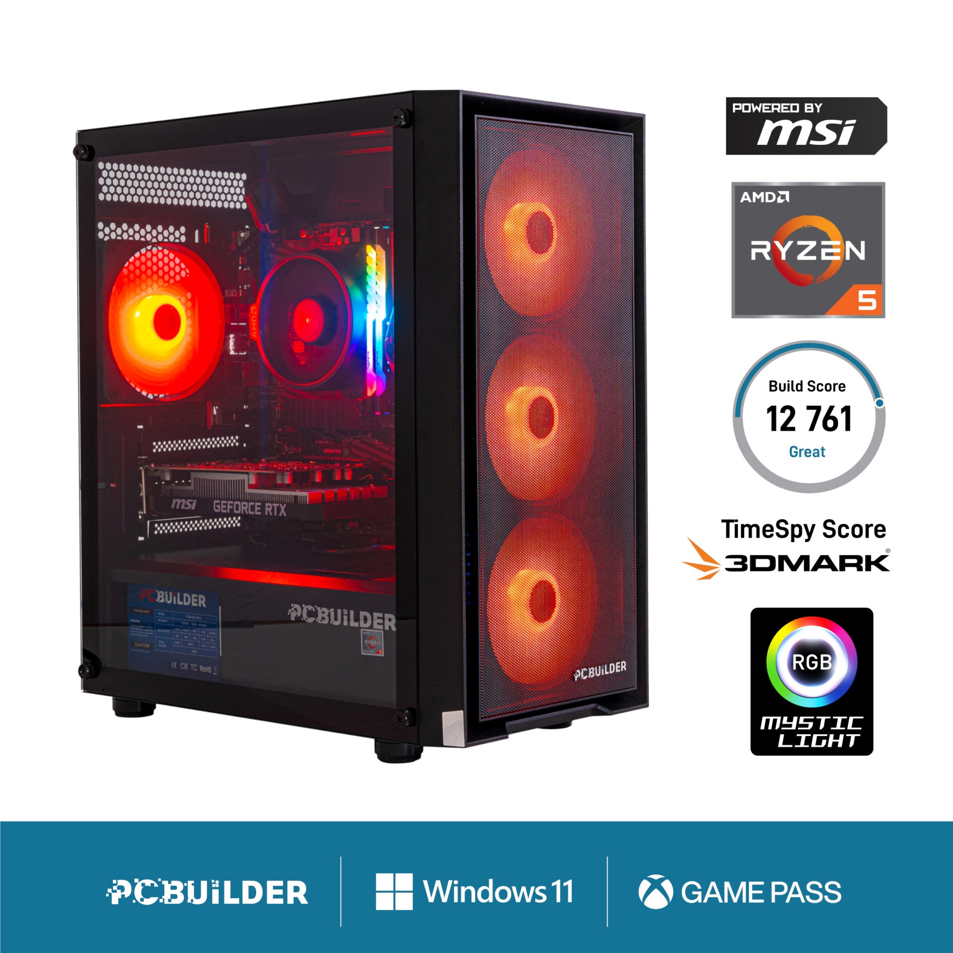 PCBuilder Ryzen 5 8400F RECON Gaming PC | 32GB DDR5 | RTX 5060 8GB | 1TB NVMe SSD | Win 11 Home