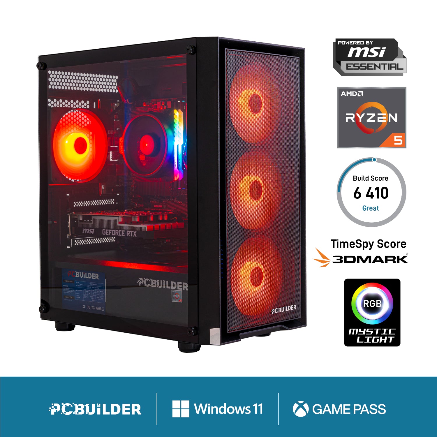 PCBuilder Ryzen 5 5500 SCOUT Gaming PC | 16GB DDR4 | RTX 3050 6GB | 1TB NVMe SSD | Windows 11 Home