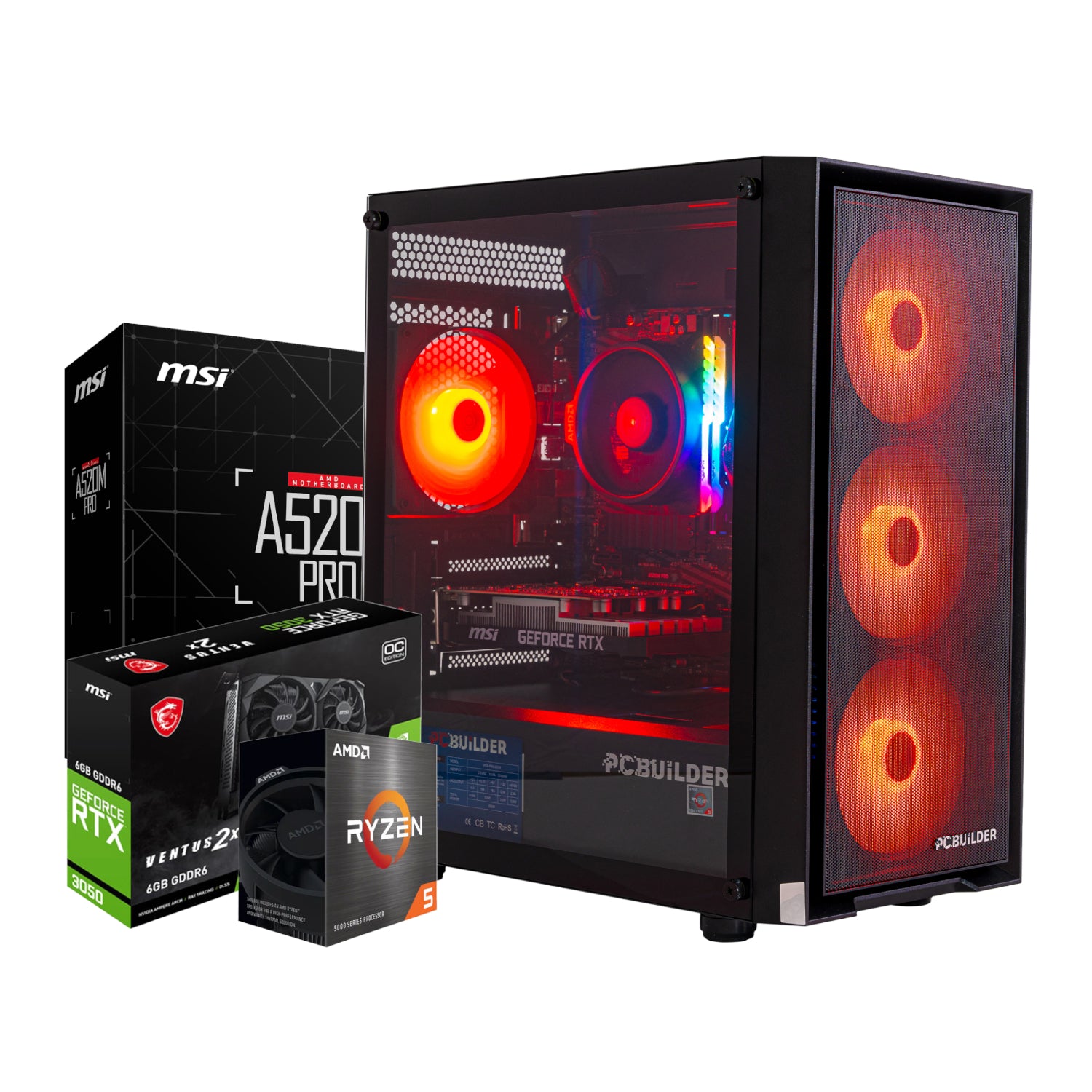PCBuilder Ryzen 5 5500 SCOUT Gaming PC | 16GB DDR4 | RTX 3050 6GB | 1TB NVMe SSD | Windows 11 Home